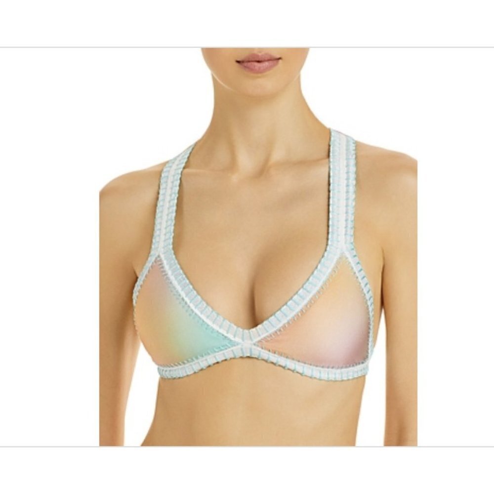 Platinum Inspired by Solange Ferrarini Ombre Crochet Trim Triangle Bikini Top S